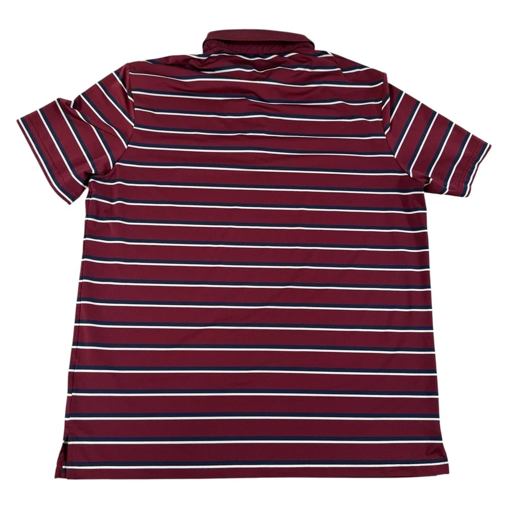 Polo Ralph Lauren Performance L Burgundy Striped Short Sleeve Polo Golf Shirt
